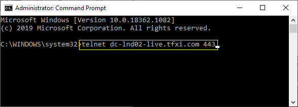 Use telnet to conduct connection and port test – TriumphFX Analysis